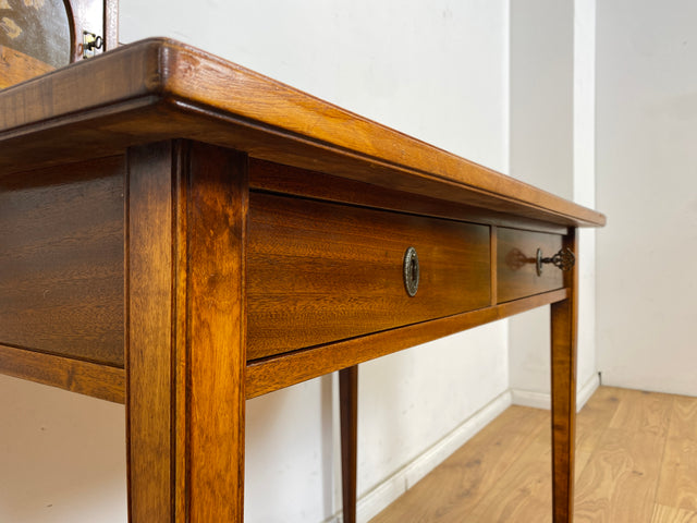 WMK Eleganter und sehr gut erhaltener kleiner antiker Schreibtisch aus vollem Holz in Mahagoni mit hübschen Intarsien # Arbeitstisch Lady Sekretär Schminktisch Frisiertisch Desk Vintage Jugendstil