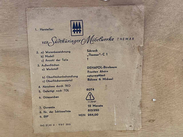 WMK I Versand 85€ I Stilvolles helles Mid-Century Sideboard aus 1965 von VEB Südthüringer Möbelwerken Themar I Kommode Schrank Anrichte TV Bank Lowboard Cabinet 60er Vintage DDR Berlin Bochum Leipzig