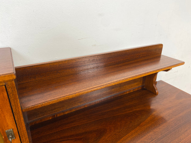 WMK Eleganter und sehr gut erhaltener kleiner antiker Schreibtisch aus vollem Holz in Mahagoni mit hübschen Intarsien # Arbeitstisch Lady Sekretär Schminktisch Frisiertisch Desk Vintage Jugendstil