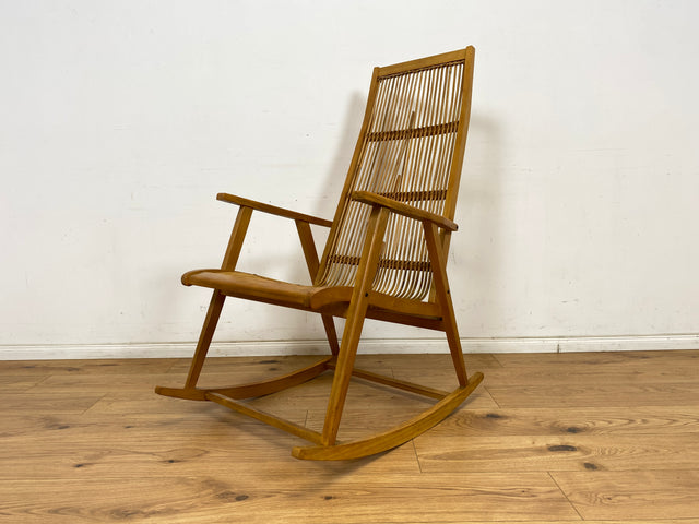 WMK Kultiger und sehr gut erhaltener Designer Schaukelstuhl von Selman Selmanagic für VEB Deutsche Werkstätten Hellerau # Stuhl Sessel Lesesessel Relaxsessel Rocking Chair Mid-Century DDR Vintage