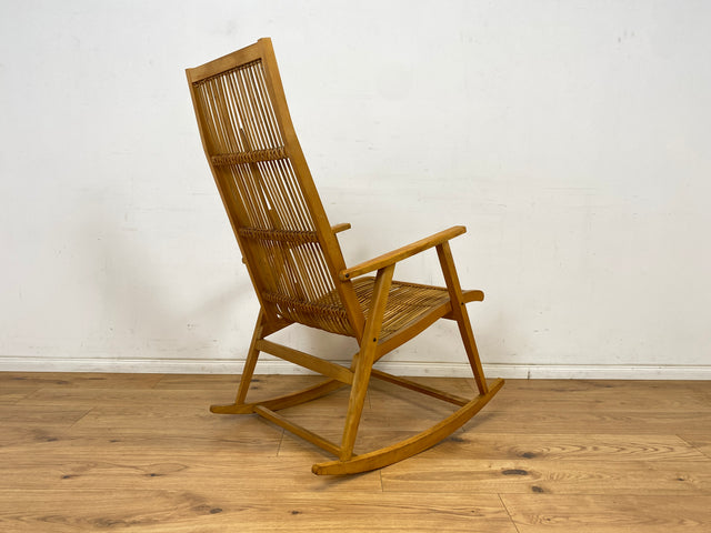 WMK Kultiger und sehr gut erhaltener Designer Schaukelstuhl von Selman Selmanagic für VEB Deutsche Werkstätten Hellerau # Stuhl Sessel Lesesessel Relaxsessel Rocking Chair Mid-Century DDR Vintage