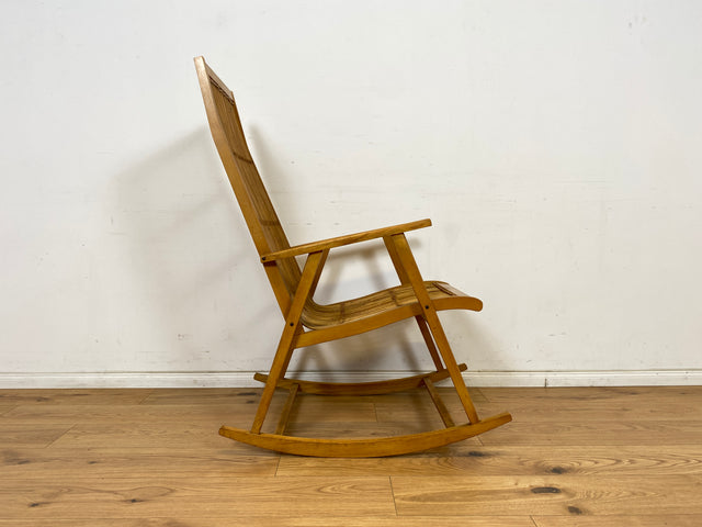 WMK Kultiger und sehr gut erhaltener Designer Schaukelstuhl von Selman Selmanagic für VEB Deutsche Werkstätten Hellerau # Stuhl Sessel Lesesessel Relaxsessel Rocking Chair Mid-Century DDR Vintage