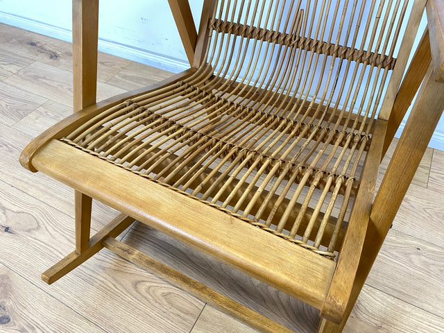 WMK Kultiger und sehr gut erhaltener Designer Schaukelstuhl von Selman Selmanagic für VEB Deutsche Werkstätten Hellerau # Stuhl Sessel Lesesessel Relaxsessel Rocking Chair Mid-Century DDR Vintage