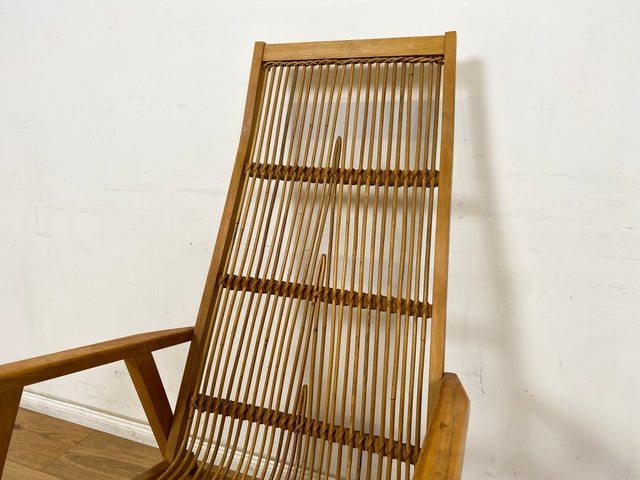 WMK Kultiger und sehr gut erhaltener Designer Schaukelstuhl von Selman Selmanagic für VEB Deutsche Werkstätten Hellerau # Stuhl Sessel Lesesessel Relaxsessel Rocking Chair Mid-Century DDR Vintage