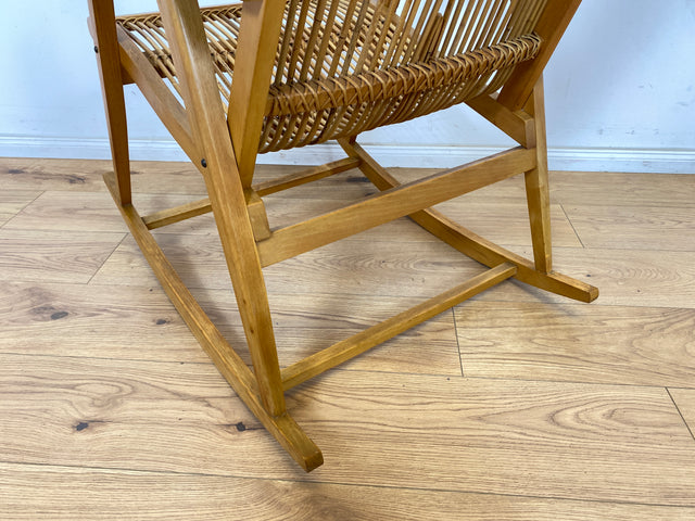 WMK Kultiger und sehr gut erhaltener Designer Schaukelstuhl von Selman Selmanagic für VEB Deutsche Werkstätten Hellerau # Stuhl Sessel Lesesessel Relaxsessel Rocking Chair Mid-Century DDR Vintage