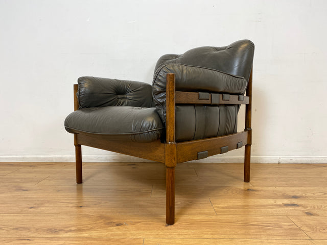 WMK I 1/2 Hochwertiger 70er Jahre Lounge Sessel im Stile von Jean Gillon & Arne Norell mit Echt Leder Bezug & Eichenholz Rahmen I Armchair Sitzgarnitur Danish Design Skandinavisch Mid-Century Vintage