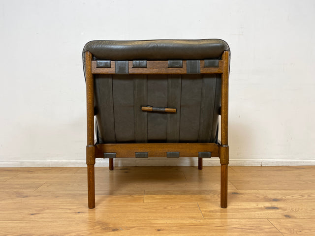 WMK I 1/2 Hochwertiger 70er Jahre Lounge Sessel im Stile von Jean Gillon & Arne Norell mit Echt Leder Bezug & Eichenholz Rahmen I Armchair Sitzgarnitur Danish Design Skandinavisch Mid-Century Vintage