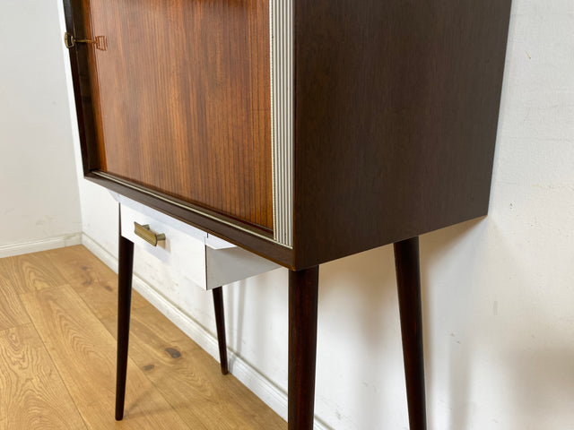 WMK Besonders filigrane & sehr gut erhaltene Mid-Century Kommode, früherer Fernsehschrank, mit nachträglich eingebauter Schublade # Schrank Barkommode Bar Barschrank Sideboard Anrichte Vintage 50er