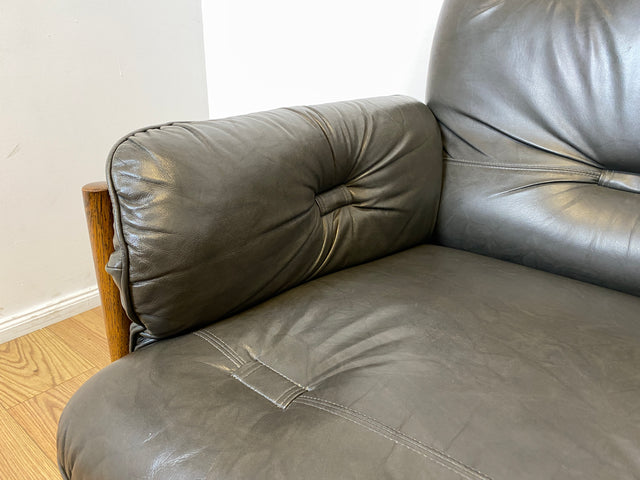 WMK I 1/2 Hochwertiger 70er Jahre Lounge Sessel im Stile von Jean Gillon & Arne Norell mit Echt Leder Bezug & Eichenholz Rahmen I Armchair Sitzgarnitur Danish Design Skandinavisch Mid-Century Vintage