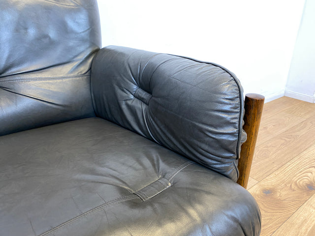 WMK I 1/2 Hochwertiger 70er Jahre Lounge Sessel im Stile von Jean Gillon & Arne Norell mit Echt Leder Bezug & Eichenholz Rahmen I Armchair Sitzgarnitur Danish Design Skandinavisch Mid-Century Vintage