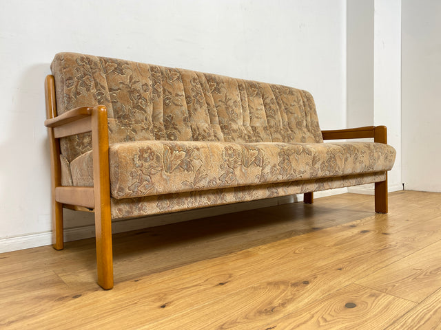 WMK Hübsches, sehr bequemes und gut erhaltenes Vintage Schlafsofa mit floralen Originalbezug und Bettwäschefach # 3er Sofa Couch 3-Sitzer Schlafcouch Klappcouch Liege Daybed Retro # Versand möglich