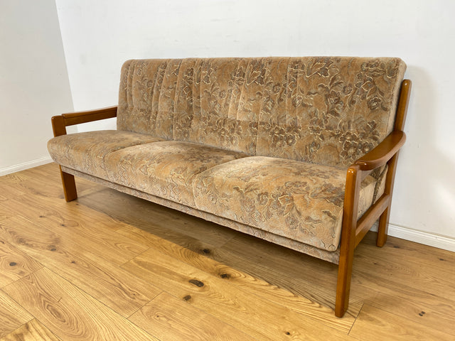 WMK Hübsches, sehr bequemes und gut erhaltenes Vintage Schlafsofa mit floralen Originalbezug und Bettwäschefach # 3er Sofa Couch 3-Sitzer Schlafcouch Klappcouch Liege Daybed Retro # Versand möglich