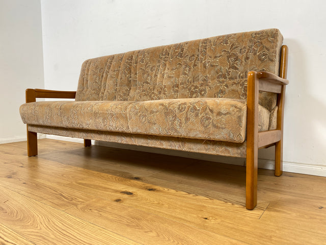 WMK Hübsches, sehr bequemes und gut erhaltenes Vintage Schlafsofa mit floralen Originalbezug und Bettwäschefach # 3er Sofa Couch 3-Sitzer Schlafcouch Klappcouch Liege Daybed Retro # Versand möglich