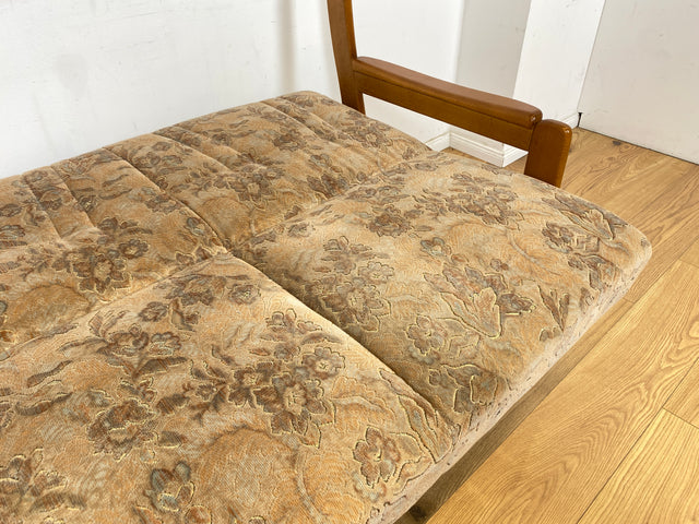 WMK Hübsches, sehr bequemes und gut erhaltenes Vintage Schlafsofa mit floralen Originalbezug und Bettwäschefach # 3er Sofa Couch 3-Sitzer Schlafcouch Klappcouch Liege Daybed Retro # Versand möglich