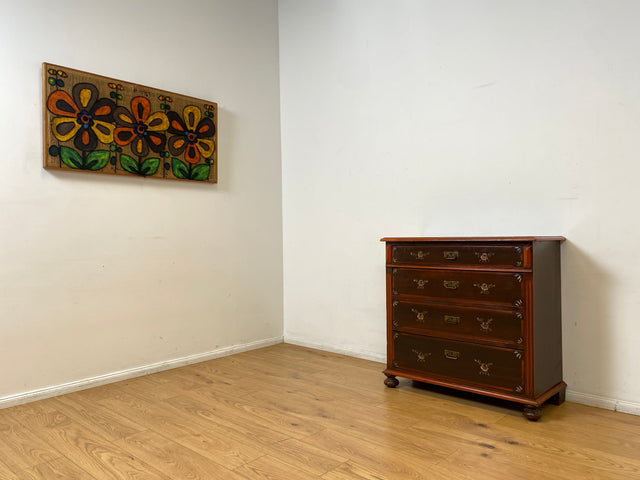 WMK I Wunderschöne große antike Kommode aus vollem Holz, handbemalt, mit Schubladen und Messing Beschlägen I Schrank Anrichte Sideboard Wäsche Wickel Bauern Biedermeier Vintage Berlin Dresden Bayern