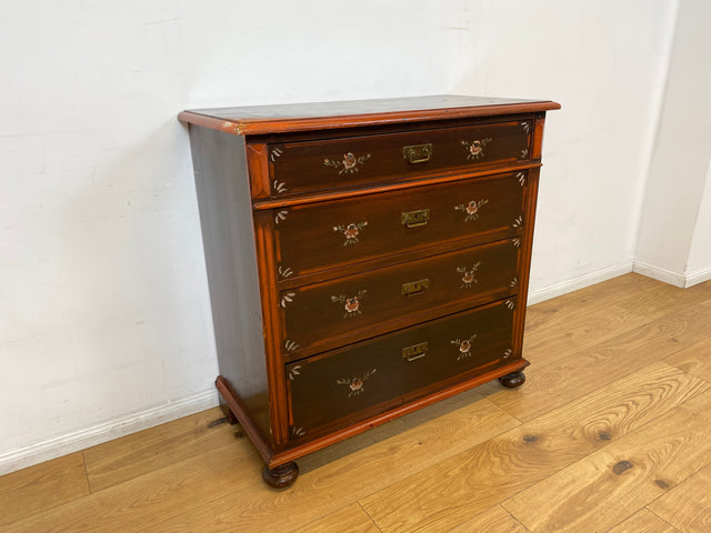 WMK I Wunderschöne große antike Kommode aus vollem Holz, handbemalt, mit Schubladen und Messing Beschlägen I Schrank Anrichte Sideboard Wäsche Wickel Bauern Biedermeier Vintage Berlin Dresden Bayern