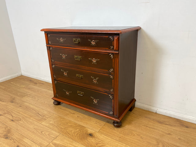 WMK I Wunderschöne große antike Kommode aus vollem Holz, handbemalt, mit Schubladen und Messing Beschlägen I Schrank Anrichte Sideboard Wäsche Wickel Bauern Biedermeier Vintage Berlin Dresden Bayern