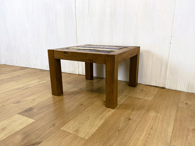 Boatwood by WMK # Farbenfroher & sehr robuster Couchtisch aus altem Bootsholz, ein handgefertigtes Unikat aus massivem Teakholz # Wohnzimmertisch Coffee Table Beistelltisch Bootsmöbel Teak Upcycling