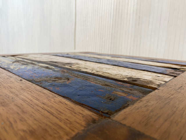 Boatwood by WMK # Farbenfroher & sehr robuster Couchtisch aus altem Bootsholz, ein handgefertigtes Unikat aus massivem Teakholz # Wohnzimmertisch Coffee Table Beistelltisch Bootsmöbel Teak Upcycling