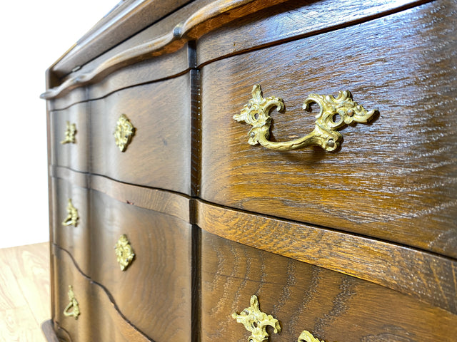 WMK Sehr gut erhaltener dänischer Vintage Schreibschrank aus vollem Holz mit schönem Bleiglas Aufsatz & edlen Messingbeschlägen # Sekretär Schreibtisch Büchervitrine Bücherschrank Bücherregal Vitrine