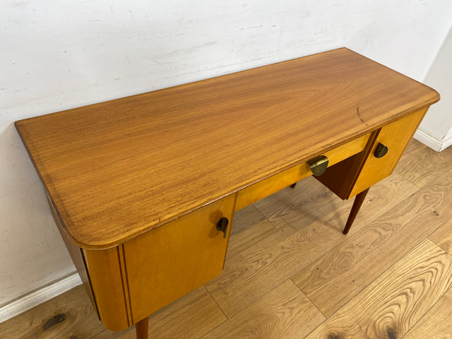 WMK Formschöner & gut erhaltener kleiner Rockabilly Schreibtisch / Schminktisch Modell Dominia mit Schubladen & hübschen Messinggriffen # Desk Arbeitstisch Frisierkommode 50er 60er Mid-Century Vintage