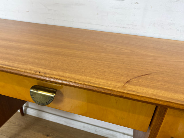 WMK Formschöner & gut erhaltener kleiner Rockabilly Schreibtisch / Schminktisch Modell Dominia mit Schubladen & hübschen Messinggriffen # Desk Arbeitstisch Frisierkommode 50er 60er Mid-Century Vintage