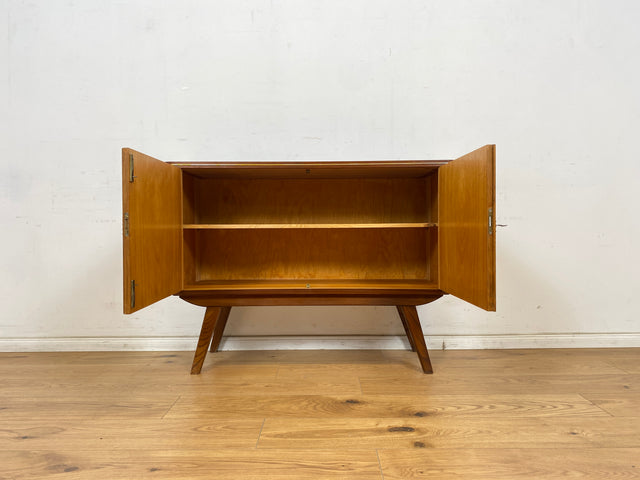 WMK Formschöne & geräumige Mid-Century Kommode aus vollem Holz mit original Messingbeschlägen # Sideboard TV-Lowboard Fernsehkommode Wäschekommode Schuhschrank Anrichte Rockabilly Vintage 50er 60er