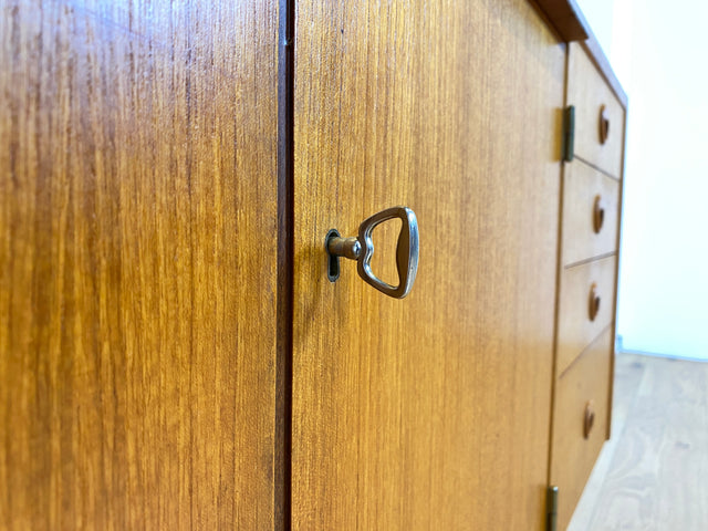 WMK Stilvoller skandinavischer Bücherschrank in Teakholz mit Schubladen & ausziehbarer Schreibplatte # Bücherregal Sekretär Regal Schreibschrank Highboard Sideboard Vintage Danish Design Mid-Century