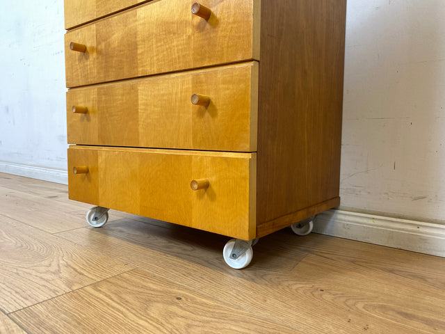 WMK Hübsche und sehr gut erhaltene 70er Jahre Kommode auf Rollen mit 6 Schubladen und formschönen Holzgriffen # Schrank Schubladenkommode Rollkommode Wäschekommode Badezimmerschrank Retro Vintage DDR