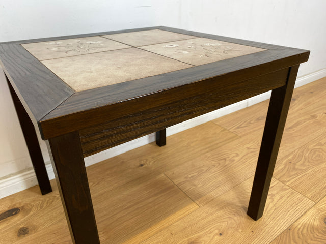 WMK Schöner skandinavischer Couchtisch aus Palisander mit kunstvoll gestalteten Fliesen # Tisch Wohnzimmertisch Beistelltisch Fliesentisch Coffee Table Vintage 60er Mid-Century Danish Design Rosewood