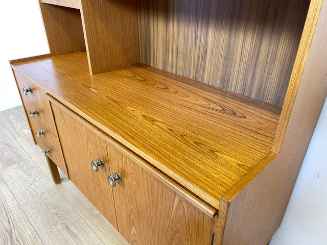 WMK Stilvoller skandinavischer Bücherschrank mit ausziehbarer Schreibplatte, Schubladen & verstell. Regalböden # Bücherregal Sekretär Regal Schreibschrank Highboard Sideboard Vintage Mid-Century 60er