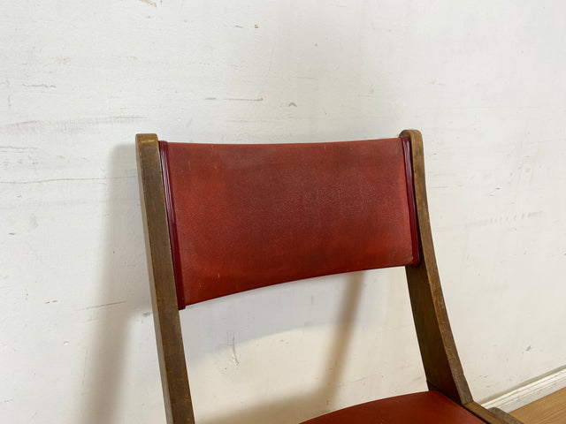 WMK Besonders schöner und sehr stabiler 50er Jahre Stuhl mit Originalbezug aus rotem Kunstleder # Küchenstuhl Esszimmerstuhl Schreibtischstuhl Holzstuhl Chair Mid-Century Vintage Rockabilly 60er Retro