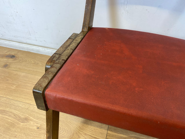 WMK Besonders schöner und sehr stabiler 50er Jahre Stuhl mit Originalbezug aus rotem Kunstleder # Küchenstuhl Esszimmerstuhl Schreibtischstuhl Holzstuhl Chair Mid-Century Vintage Rockabilly 60er Retro