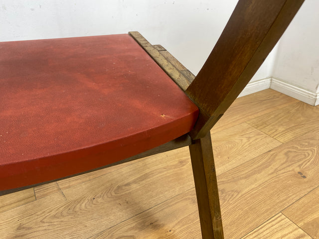 WMK Besonders schöner und sehr stabiler 50er Jahre Stuhl mit Originalbezug aus rotem Kunstleder # Küchenstuhl Esszimmerstuhl Schreibtischstuhl Holzstuhl Chair Mid-Century Vintage Rockabilly 60er Retro