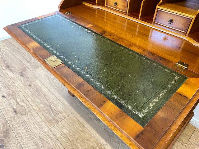 WMK I Hochwertiger Stilmöbel Aufsatz Sekretär im englischen Stil mit Vitrine und Schreibunterlage aus Leder I Schreibschrank Schreibtisch Desk Bücher Schrank Kommode Highboard Vintage Empire Regency