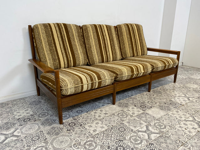 WMK Formschönes, sehr bequemes und gut erhaltenes Designersofa von Gustav Bergmann mit abnehmbarem Originalbezug # 2er Sofa Couch 3-Sitzer Sitzgarnitur Mid-Century skandinavisches Design Vintage Retro