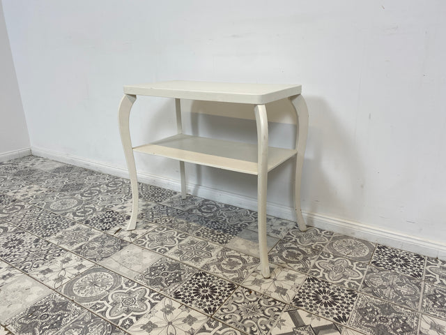 WMK Beautiful and very delicate white side table from the 60s with practical shelf # Table shelf coffee table vintage flower bench mid-century 50s # Delivery possible