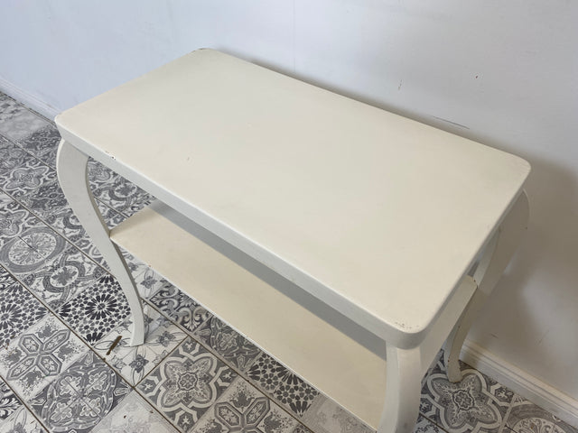 WMK Beautiful and very delicate white side table from the 60s with practical shelf # Table shelf coffee table vintage flower bench mid-century 50s # Delivery possible