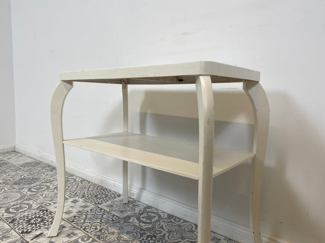 WMK Beautiful and very delicate white side table from the 60s with practical shelf # Table shelf coffee table vintage flower bench mid-century 50s # Delivery possible