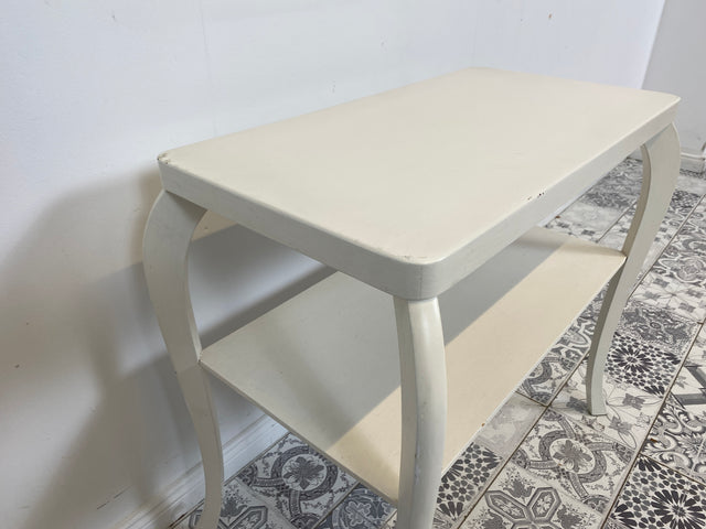 WMK Beautiful and very delicate white side table from the 60s with practical shelf # Table shelf coffee table vintage flower bench mid-century 50s # Delivery possible