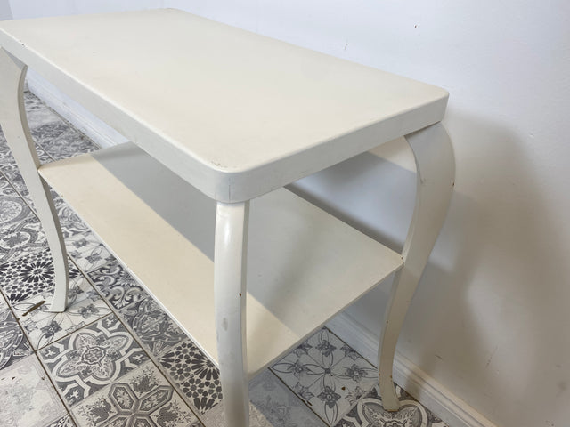 WMK Beautiful and very delicate white side table from the 60s with practical shelf # Table shelf coffee table vintage flower bench mid-century 50s # Delivery possible