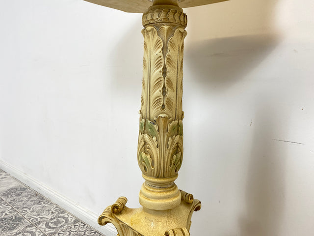 WMK Pompöser handbemalter Vintage Säulentisch im florentinischem Stil hübsch patiniert und reichverziert, mit Schublade # Beistelltisch Ablage Säule Blumenständer Barock Rokoko im Stile Casa