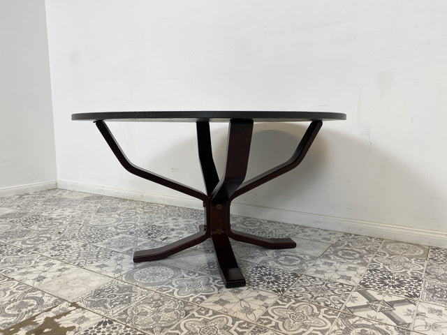 WMK Formschöner skandinavischer Designercouchtisch Falcon von Sigurd Ressel für Vatne Møbler mit seltener Tischplatte aus Schiefer # runder Couchtisch Wohnzimmertisch Coffee Table Vintage Mid-Century