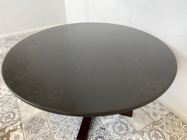 WMK Formschöner skandinavischer Designercouchtisch Falcon von Sigurd Ressel für Vatne Møbler mit seltener Tischplatte aus Schiefer # runder Couchtisch Wohnzimmertisch Coffee Table Vintage Mid-Century