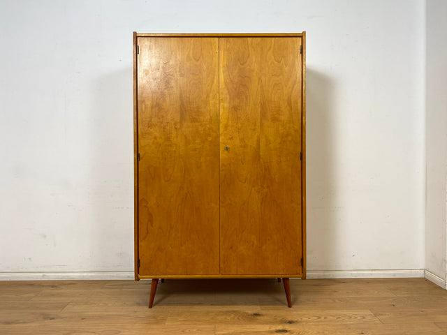 WMK Freundlicher und geräumiger 60er Jahre Kleiderschrank auf hübschen konischen Füßen # 2-türiger Schrank Wäscheschrank Schlafzimmerschrank Flurschrank Wardrobe 50er Vintage Mid-Century DDR VEB Retro