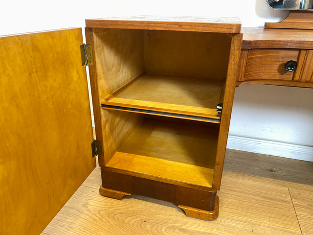 WMK Wunderschöne dänische Mid-Century Spiegelkommode aus vollem Holz mit Schubladen und Messinggriffen # Frisierkommode Schminkkommode Schminktisch Sideboard Kommode Spiegel Ganzkörperspiegel Vintage