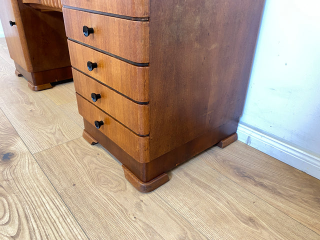 WMK Wunderschöne dänische Mid-Century Spiegelkommode aus vollem Holz mit Schubladen und Messinggriffen # Frisierkommode Schminkkommode Schminktisch Sideboard Kommode Spiegel Ganzkörperspiegel Vintage