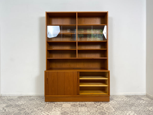 WMK Hochwertiges & sehr gut erhaltenes skandinavisches Designerregal von Poul Hundevad , Massivholz in Teak # Vitrine Bücherschrank Bücherregal Sideboard Danish Design Mid-Century Vintage Teakholz