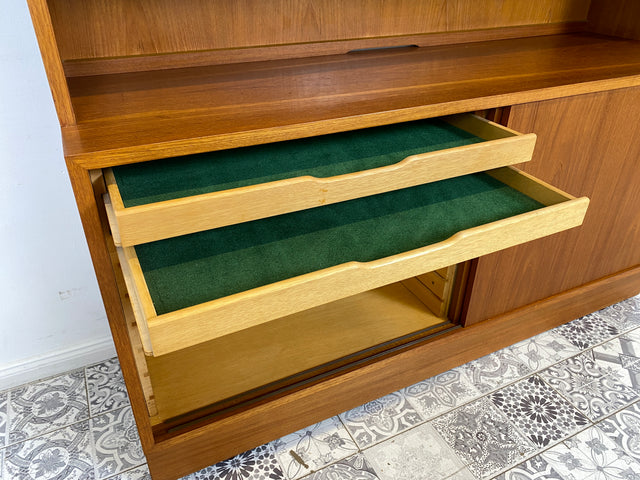 WMK Hochwertiges & sehr gut erhaltenes skandinavisches Designerregal von Poul Hundevad , Massivholz in Teak # Vitrine Bücherschrank Bücherregal Sideboard Danish Design Mid-Century Vintage Teakholz