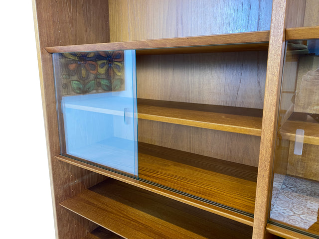 WMK Hochwertiges & sehr gut erhaltenes skandinavisches Designerregal von Poul Hundevad , Massivholz in Teak # Vitrine Bücherschrank Bücherregal Sideboard Danish Design Mid-Century Vintage Teakholz